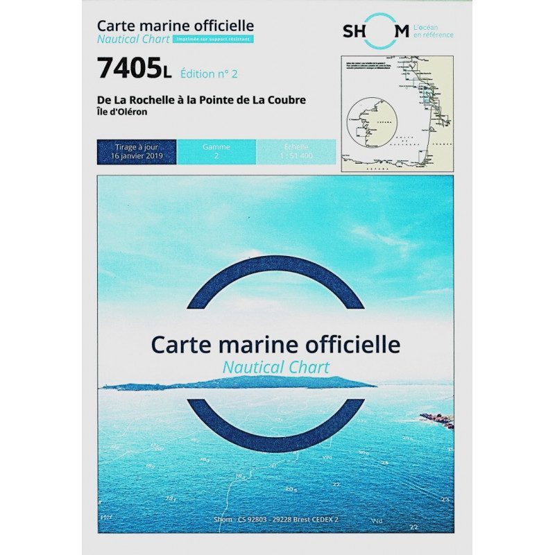 Carte Marine 7405L  De La Rochelle à la Pointe de La Coubre  Ile d