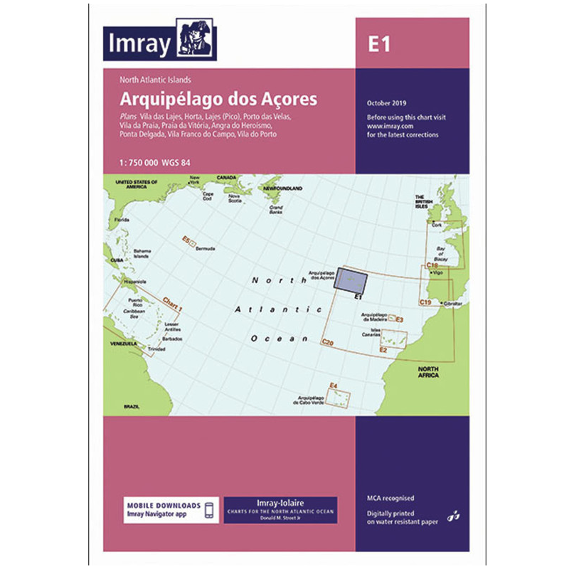 Imray E1 marine chart Arquipelago de Açores | Picksea